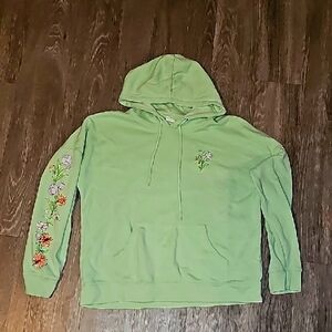 Womens EMPYRE Green Floral Hoodie. Graphic design. Sz Large